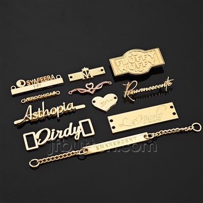 Gegraveerde metalen labels voor handtas